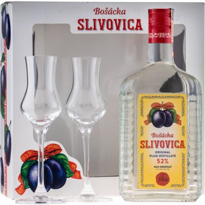 Bošácka Slivovica Hranatá 52% 0,7 l (dárkové balení 2 sklenice) – Zbozi.Blesk.cz