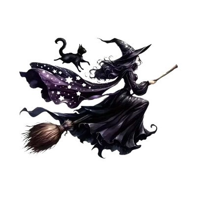 Vinylová samolepka - čarodějnice na koštěti (13,5 x 11,0 cm) – Zboží Živě