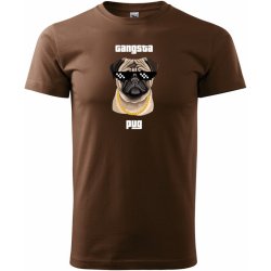 Sablio tričko s potiskem Gangsta pug hnědé