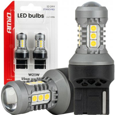 Amio 2ks LED 12V/24V W21W čirá T20 – Hledejceny.cz