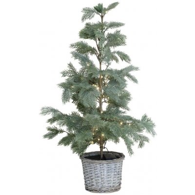 Zelený vánoční borový stromek Fleur se 60 LED světýlky a košíkem – Ø 50*90 cm - Chic Antique – Hledejceny.cz
