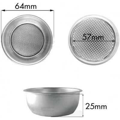 Filtr páky kávovaru Lelit 57mm 2CUPS 14G. H.25 AISI304 – Hledejceny.cz