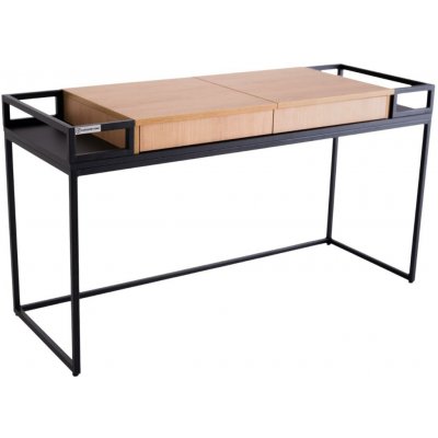 Nordic Design černý kovový toaletní stolek Femini 140 x 50 cm s dubovou deskou – Sleviste.cz