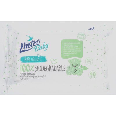 Linteo Baby 100% Biodegradable dětské jemné vlhčené ubrousky 48 ks – Zboží Dáma