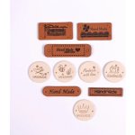 Takoy Koženkové štítky Handmade bílé / hnědé - balení 10 ks – Sleviste.cz
