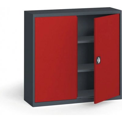 Kovona Plechová policová skříň na nářadí, 1150 x 1200 x 400 mm, 2 police, grafit/červená – Zboží Mobilmania