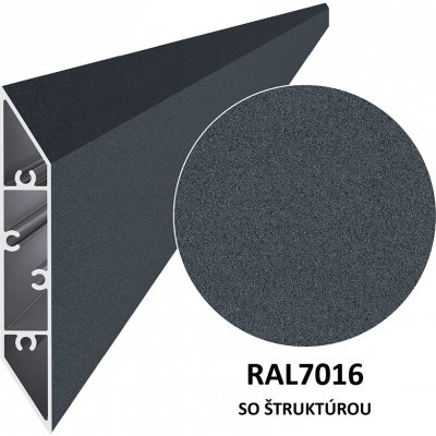 Hliníkový profil 108 x 16 x 6000 mm, struktura RAL 7016 – Zboží Mobilmania