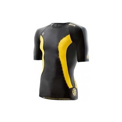 SKINS DNAmic Mens Top Short Sleeve Black/Citron kombinovaná kompres ní triko – Zboží Mobilmania