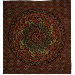 BOB Batik přehoz na postel indický Lotos Mandala červeno zelený bavlna King size Dvoulůžko 225 x 200 cm – Sleviste.cz