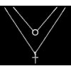 Náhrdelník Minet Dvojitý stříbrný křížek s čirými zirkony JMAN0115SN45