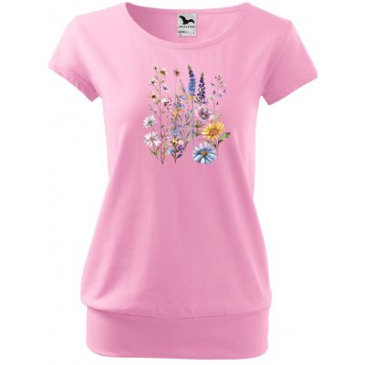 MALFINI Tričko City s potiskem luční kvítí 3 růžová – Zbozi.Blesk.cz