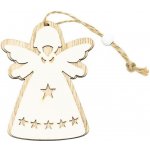 DECOLED Vánoční dřevěná ozdoba na stromeček anděl 10 × 7,5 cm, závěsná – Hledejceny.cz