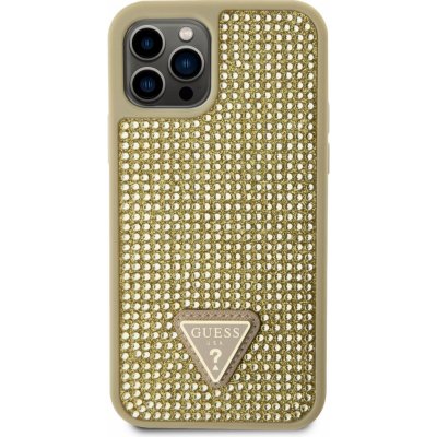 Pouzdro Guess Rhinestones Triangle Metal Logo Apple iPhone 12/12 Pro, zlaté