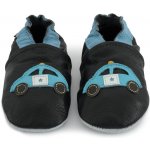 Carozoo Kožené capáčky s koženou podrážkou policie tmavé Černá – Zboží Mobilmania