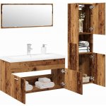 vidaXL 4dílná koupelnová sestava old wood kompozitní dřevo – Zboží Mobilmania