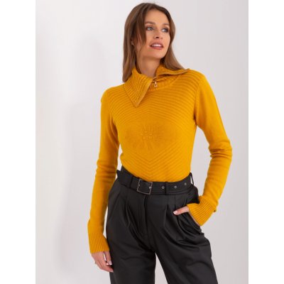 Passione moda svetr s rolákem na zip pm sw r3634.99 dark yellow – Zboží Mobilmania