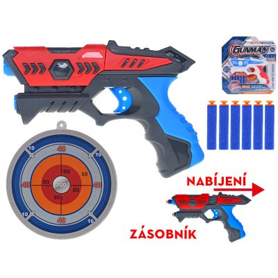 Mikro trading Pistole 21 cm s pěnovými náboji 6 ks a terčem – Zboží Dáma