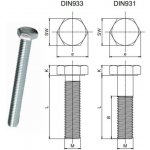 KOŇAŘÍK 85610055 - Šroub metrický šestihranný M10x55mm DIN933 8.8 ZB, balení 100 ks – Zboží Mobilmania