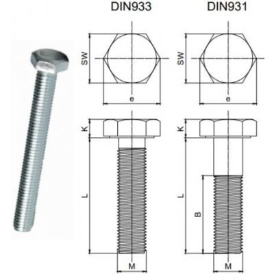 KOŇAŘÍK 85610055 - Šroub metrický šestihranný M10x55mm DIN933 8.8 ZB, balení 100 ks – Zboží Mobilmania