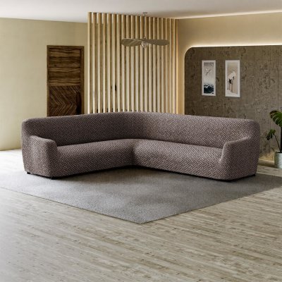 GA.I.CO bielastický potah na rohovou sedačku Venezia hnědý 350 - 530 cm – Sleviste.cz