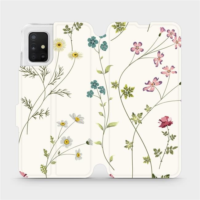 Pouzdro Mobiwear parádní flip Samsung Galaxy A51 - MD03S Tenké rostlinky s květy