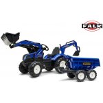 FALK Šlapací traktor New Holland T8 s nakladačem rypadlem a maxi vlečkou – Zboží Dáma