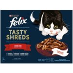 Felix Tasty Shreds s hovězím kuřetem lososem tuňákem ve šťávě 12 x 80 g – Hledejceny.cz