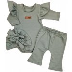 Kazum Body s volánky legíny do zvonu a čepička 3D bavlna olivová – Hledejceny.cz