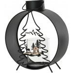 Decoris Kovová lucerna se skleněným svícnem, černá, 24 x 10 x 39 cm – Hledejceny.cz