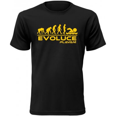 Pánské tričko Evoluce Plavání Černá – Zboží Mobilmania
