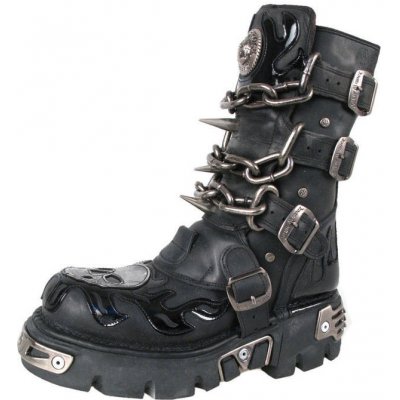 New Rock boty kožené Chain Boots 727-S1 black