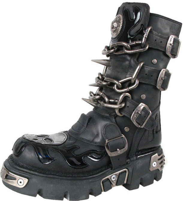 New Rock boty kožené Chain Boots 727-S1 black