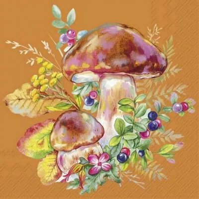 IHR Ideal Home Range Ubrousek 33x33cm Houby s bobulemi na oranžovém – Hledejceny.cz