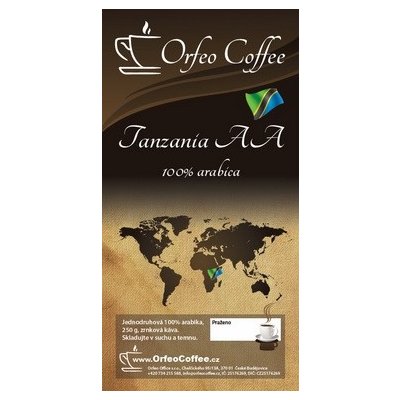 Orfeo coffee Tanzania AA 100% arabika zrnková 250 g – Hledejceny.cz