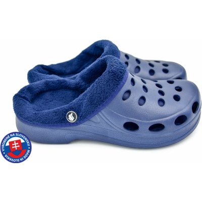 FLAMEshoes dámské zateplené clogsy A-002-M modré – Zboží Mobilmania