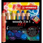 STABILO woody Pastelka vodovka & voskovka v jednom 3 v 1 ARTY 6 ks pouzdro s ořezávátkem – Hledejceny.cz