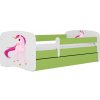 Postel Kocot Kids Babydreams jednorožec zelená se šuplíky s matrací