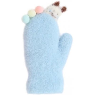 Be Snazzy Dětské zimní huňaté palčáky s lamou a bambulkami Sv. modrá – Sleviste.cz