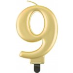 GoDan Narozeninová svíčka na dort 9 metalická zlatá 8 cm – Zboží Mobilmania