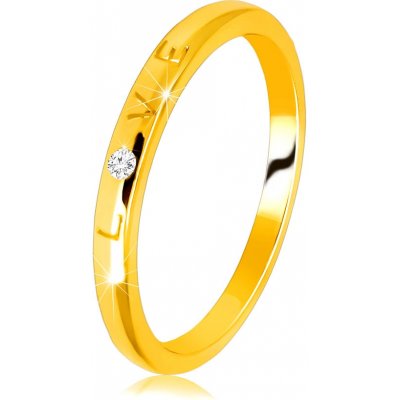Šperky Eshop Diamantový prsten ve žlutém zlatě nápis s briliantem S3BT507.25