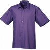 Pánská Košile Premier Workwear pánská popelínová pracovní košile s krátkým rukávem fialová