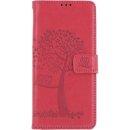 Pouzdro TopQ Samsung A13 knížkové Tmavě růžový strom sovičky