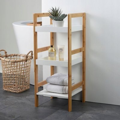 regál 30x30x72cm, 3 police, MDF BÍ/bambus – Hledejceny.cz