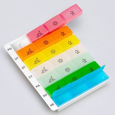 OBZOR Dávkovač léků typ 09 týdenní duhový – Hledejceny.cz