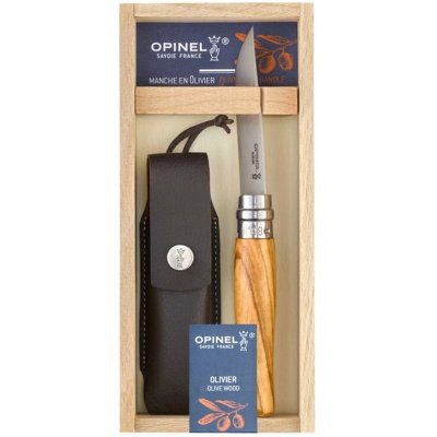 Opinel N°08 Carbon + Sheath — Olive Wood (Box Set) – Hledejceny.cz