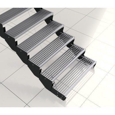 TLC Asta Modulové schody Svařovaná mříž PZ - pozinkovaný ocelový plech, Počet stupňů: 2 – Zboží Mobilmania