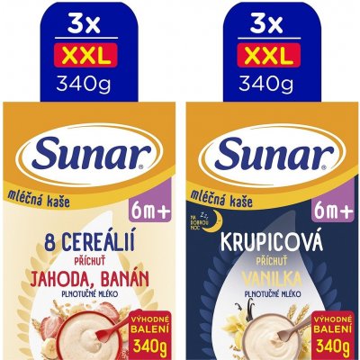 Sunar mléčná kaše XXL mix příchutí 6 x 340 g – Sleviste.cz