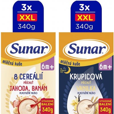 Sunar mléčná kaše 2 druhy XXL 6 x 340 g – Zboží Dáma Sunar mléčná kaše 2 druhy XXL 6 x 340 g – Zboží Dáma