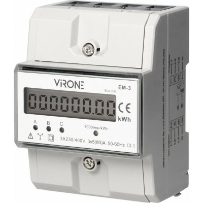 Elektroměr 3F na DIN lištu třífázový VIRONE EM-3 digitální – Hledejceny.cz
