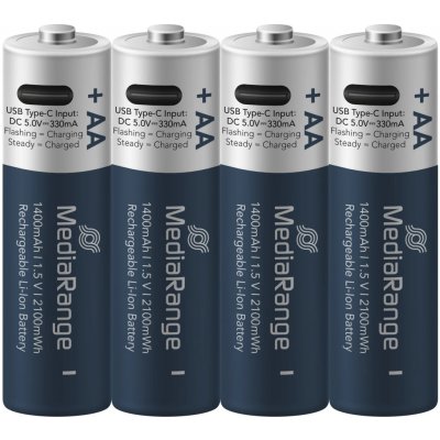 MediaRange nabíjecí USB-C 1400 mAh 4ks MRBAT161 – Zboží Živě